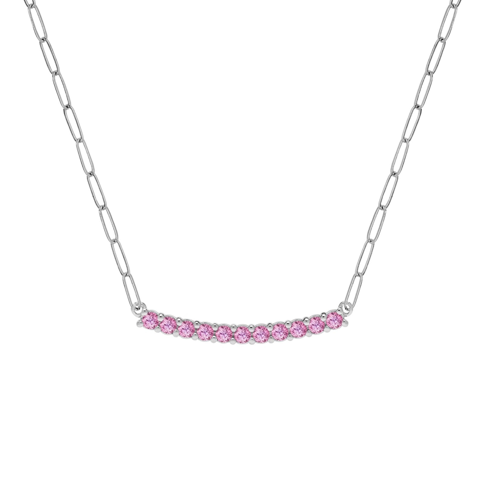 Rosecliff Pink Sapphire Bar Adelaide Mini Necklace in 14k Gold (October)