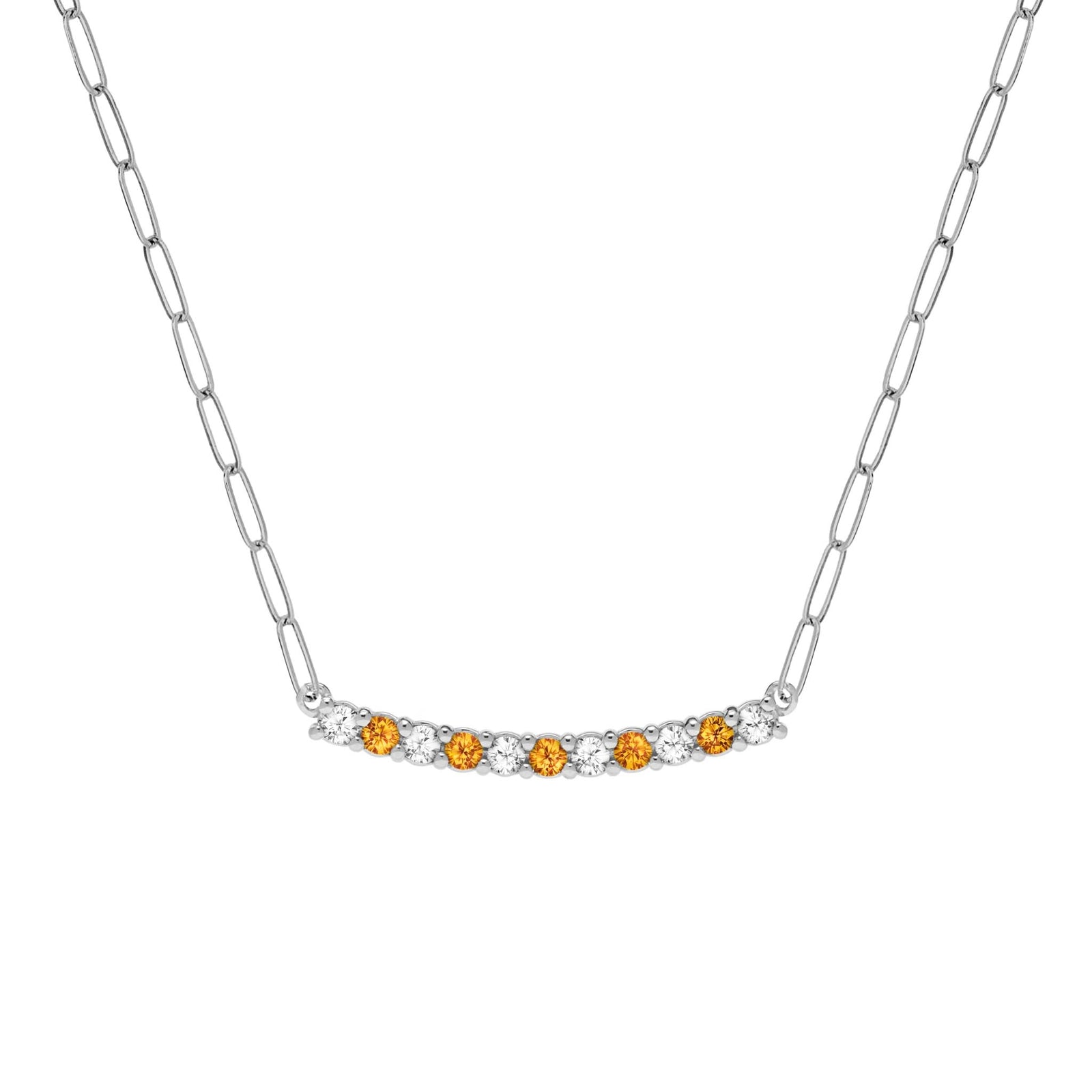 Rosecliff Diamond & Citrine Bar Adelaide Mini Necklace in 14k Gold (November)