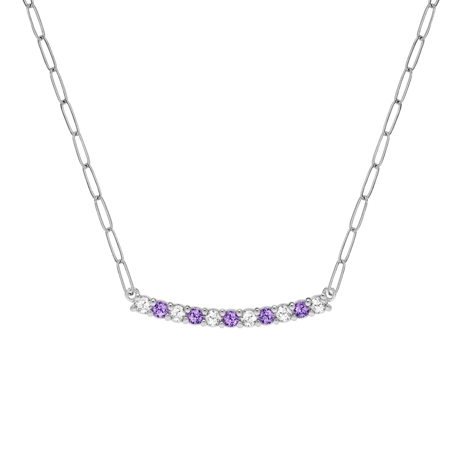 Rosecliff Diamond & Amethyst Bar Adelaide Mini Necklace in 14k Gold (February)