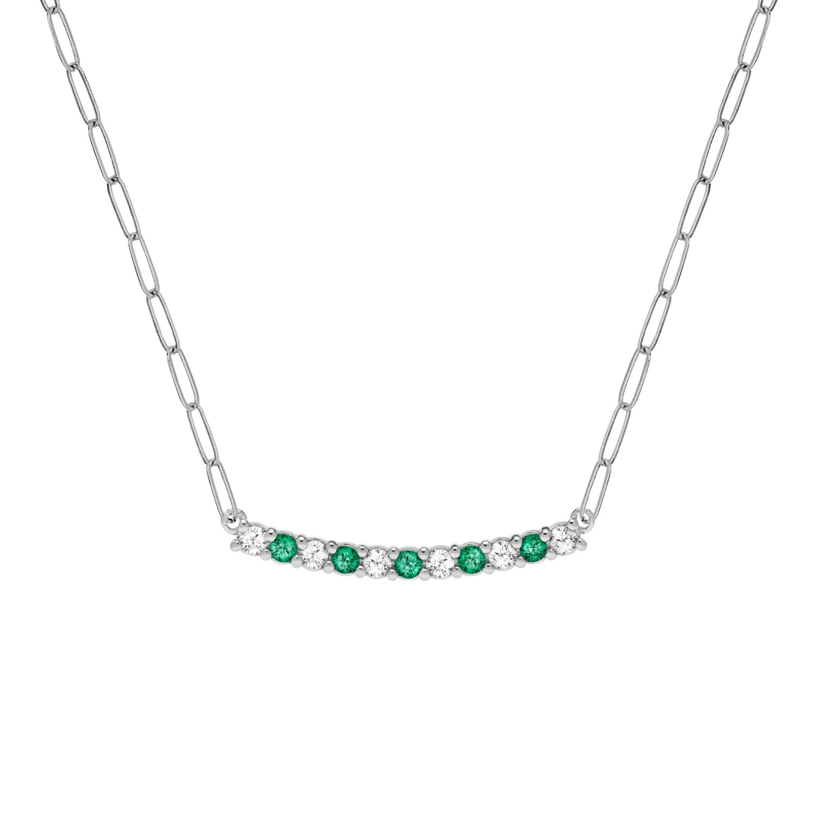 Rosecliff Diamond & Emerald Bar Adelaide Mini Necklace in 14k Gold (May)