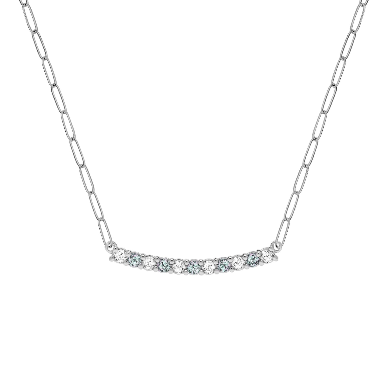 Rosecliff Diamond & Alexandrite Bar Adelaide Mini Necklace in 14k Gold (June)