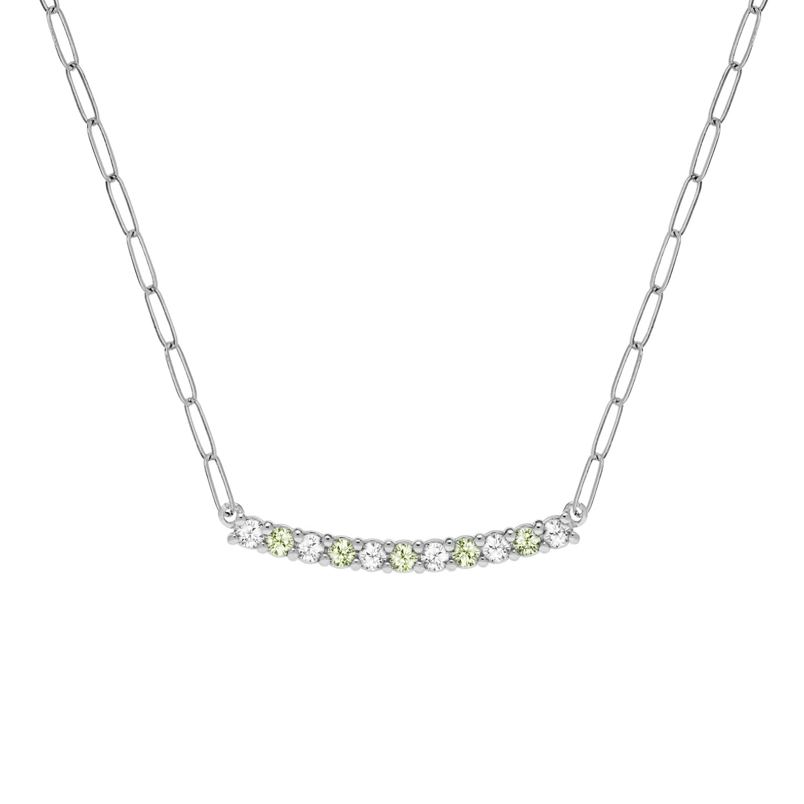 Rosecliff Diamond & Peridot Bar Adelaide Mini Necklace in 14k Gold (August)