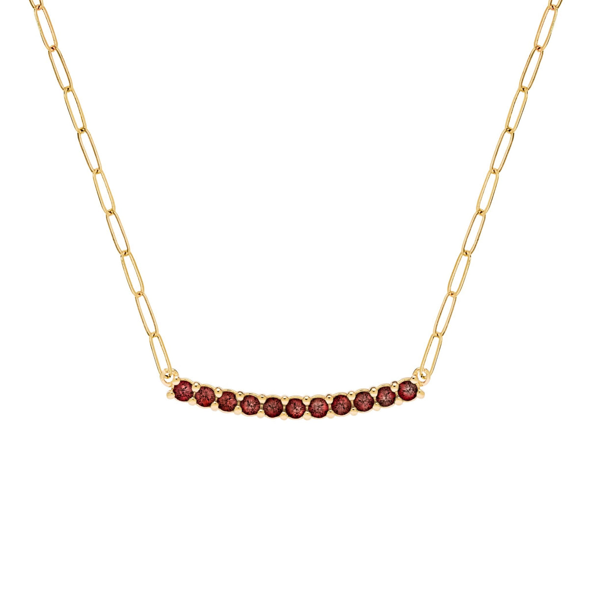 Rosecliff Garnet Bar Adelaide Mini Necklace in 14k Gold (January)
