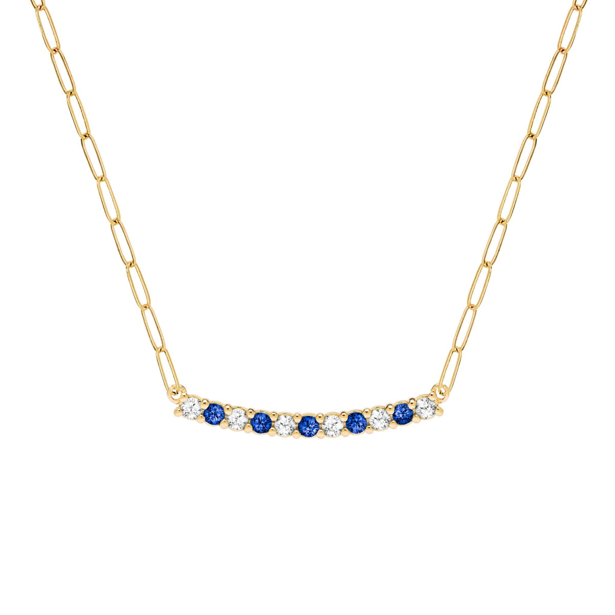 Rosecliff Diamond & Sapphire Bar Adelaide Mini Necklace in 14k Gold (September)
