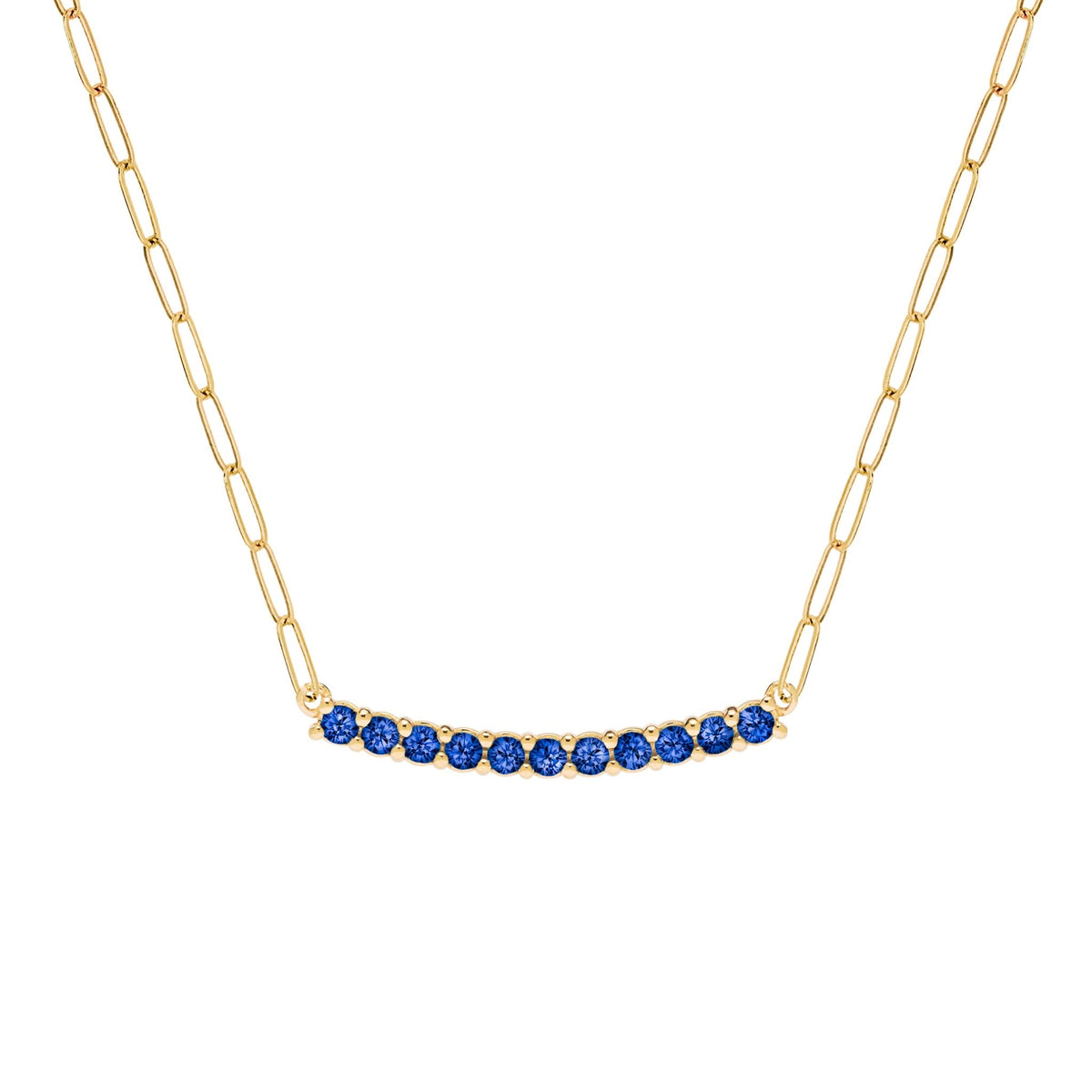 Rosecliff Sapphire Bar Adelaide Mini Necklace in 14k Gold (September)