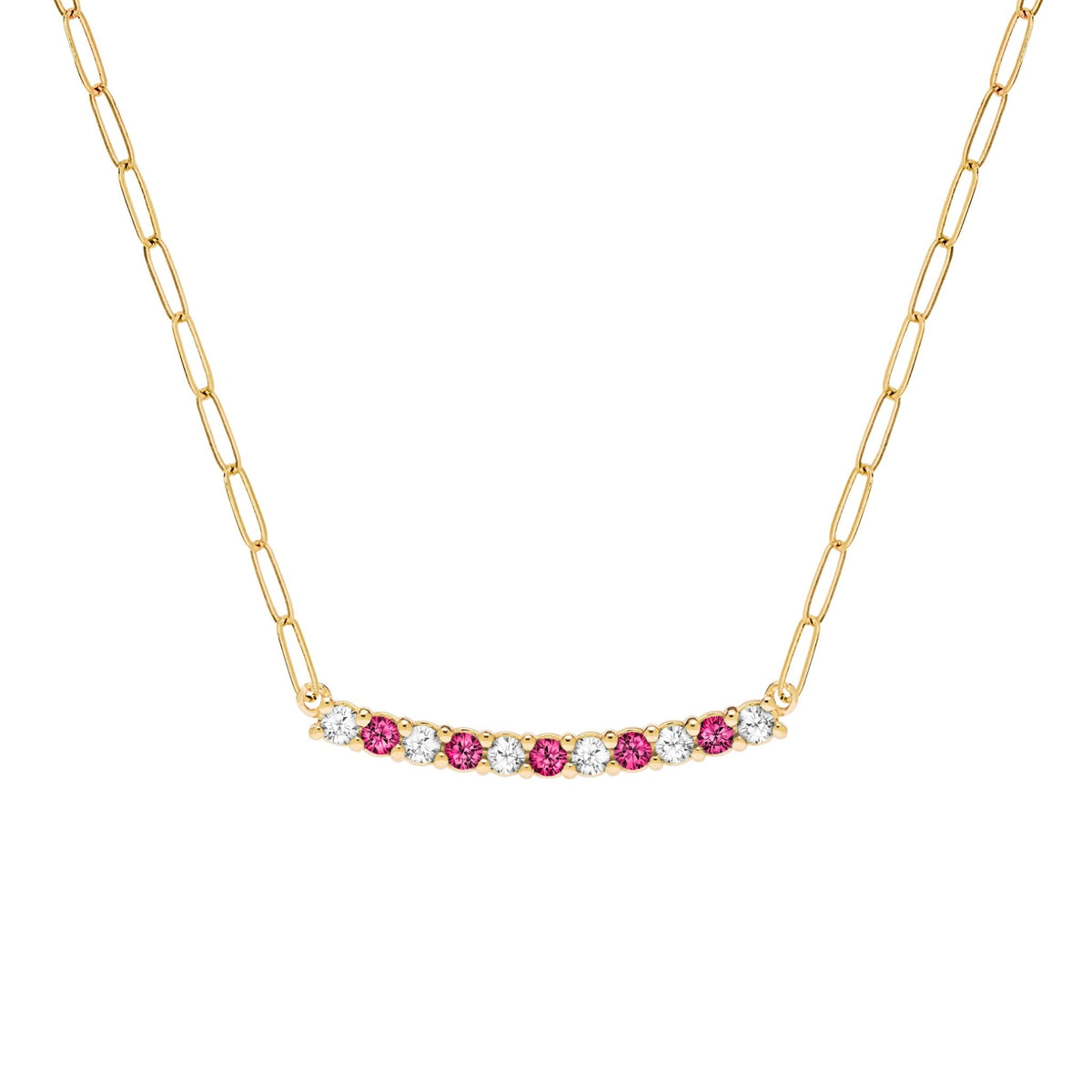 Rosecliff Diamond & Ruby Bar Adelaide Mini Necklace in 14k Gold (July)