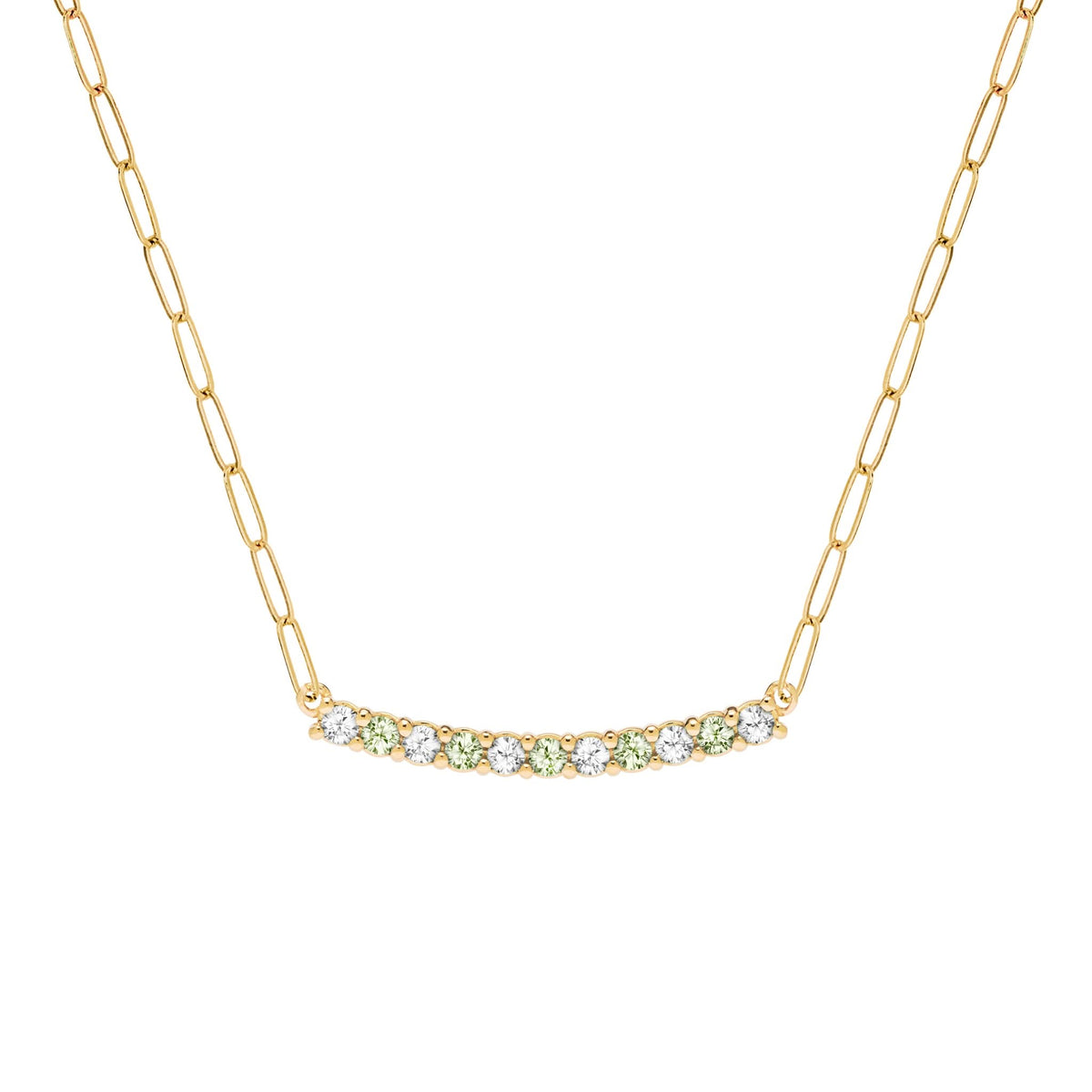Rosecliff Diamond & Peridot Bar Adelaide Mini Necklace in 14k Gold (August)