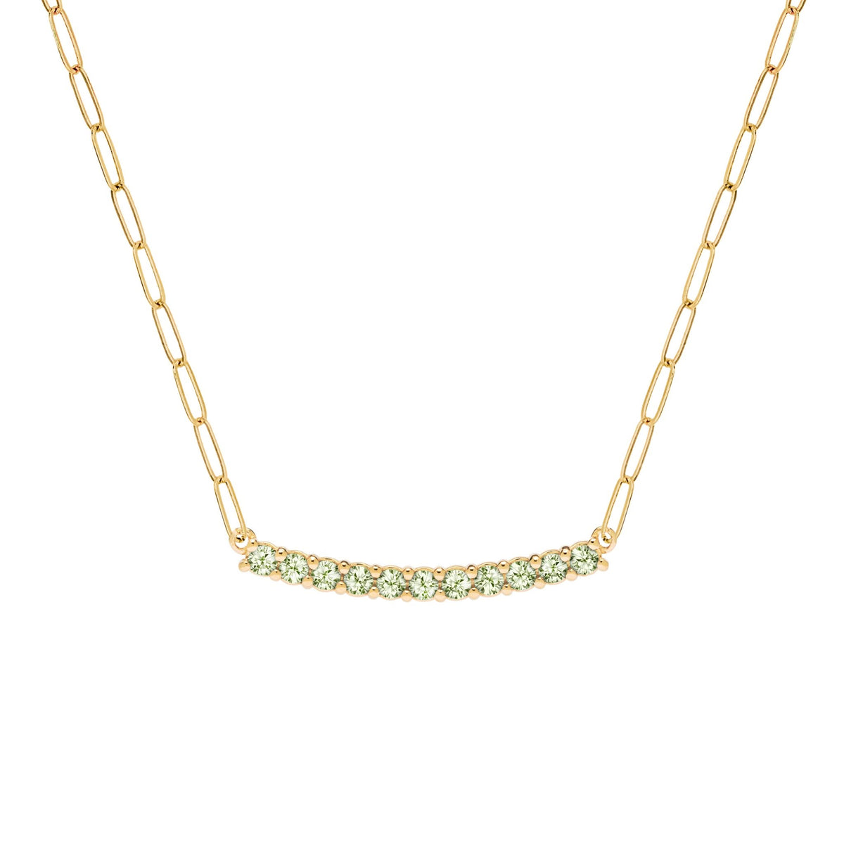 Rosecliff Peridot Bar Adelaide Mini Necklace in 14k Gold (August)
