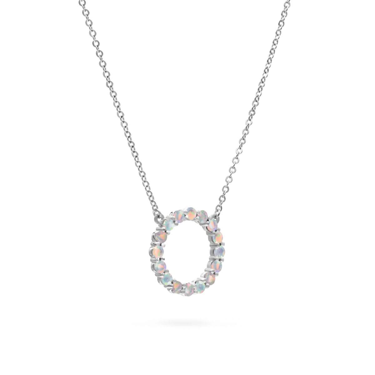 Rosecliff Circle Opal Necklace in 14k Gold (October)