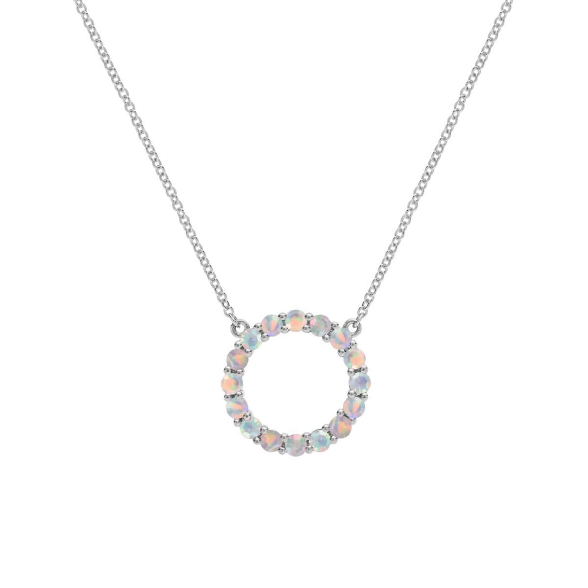 Rosecliff Circle Opal Necklace in 14k Gold (October)