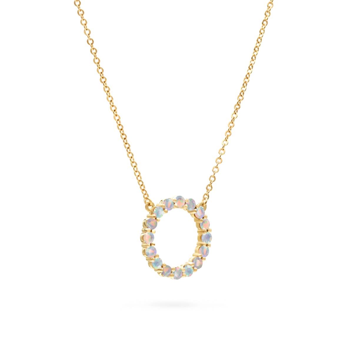 Rosecliff Circle Opal Necklace in 14k Gold (October)