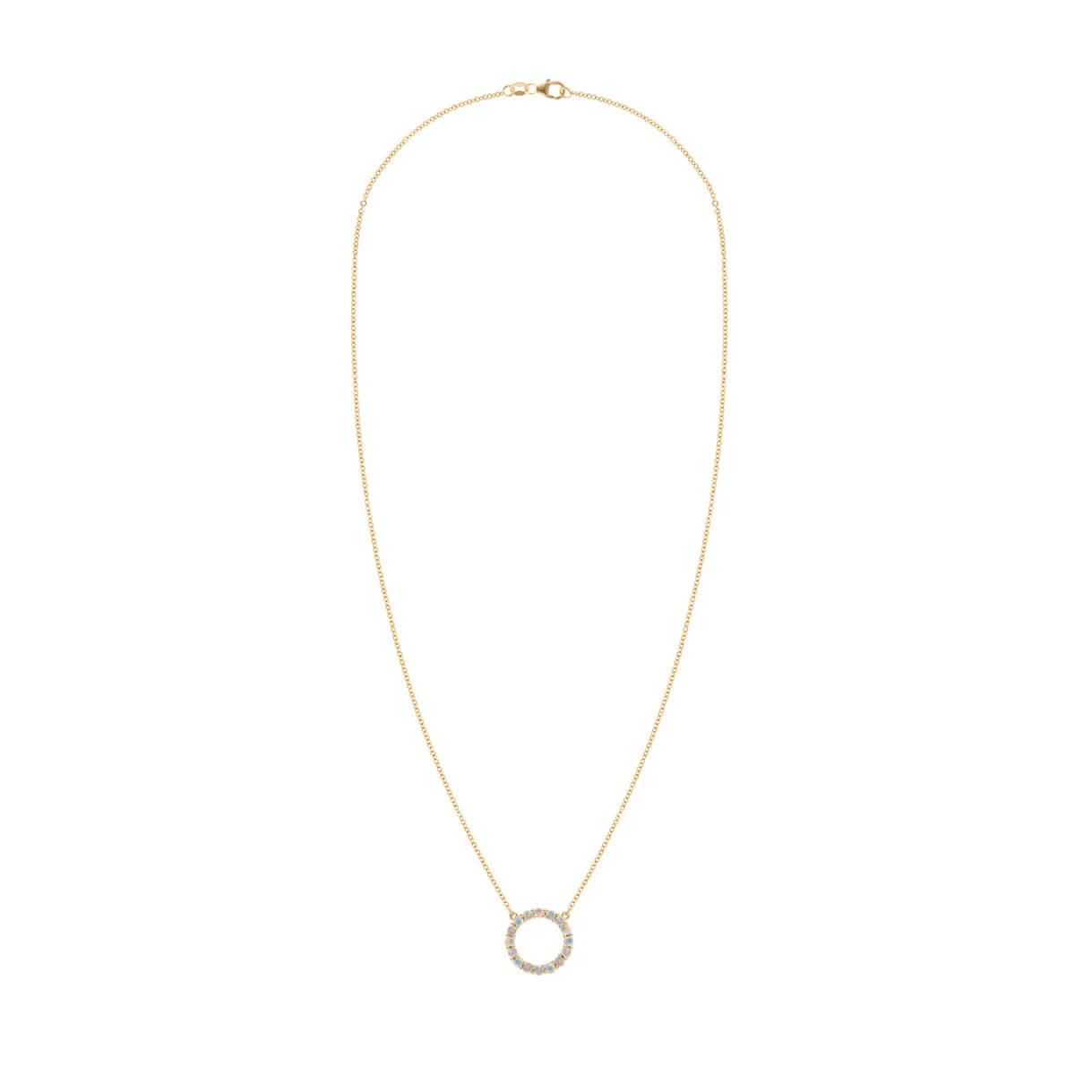 Rosecliff Circle Opal Necklace in 14k Gold (October)