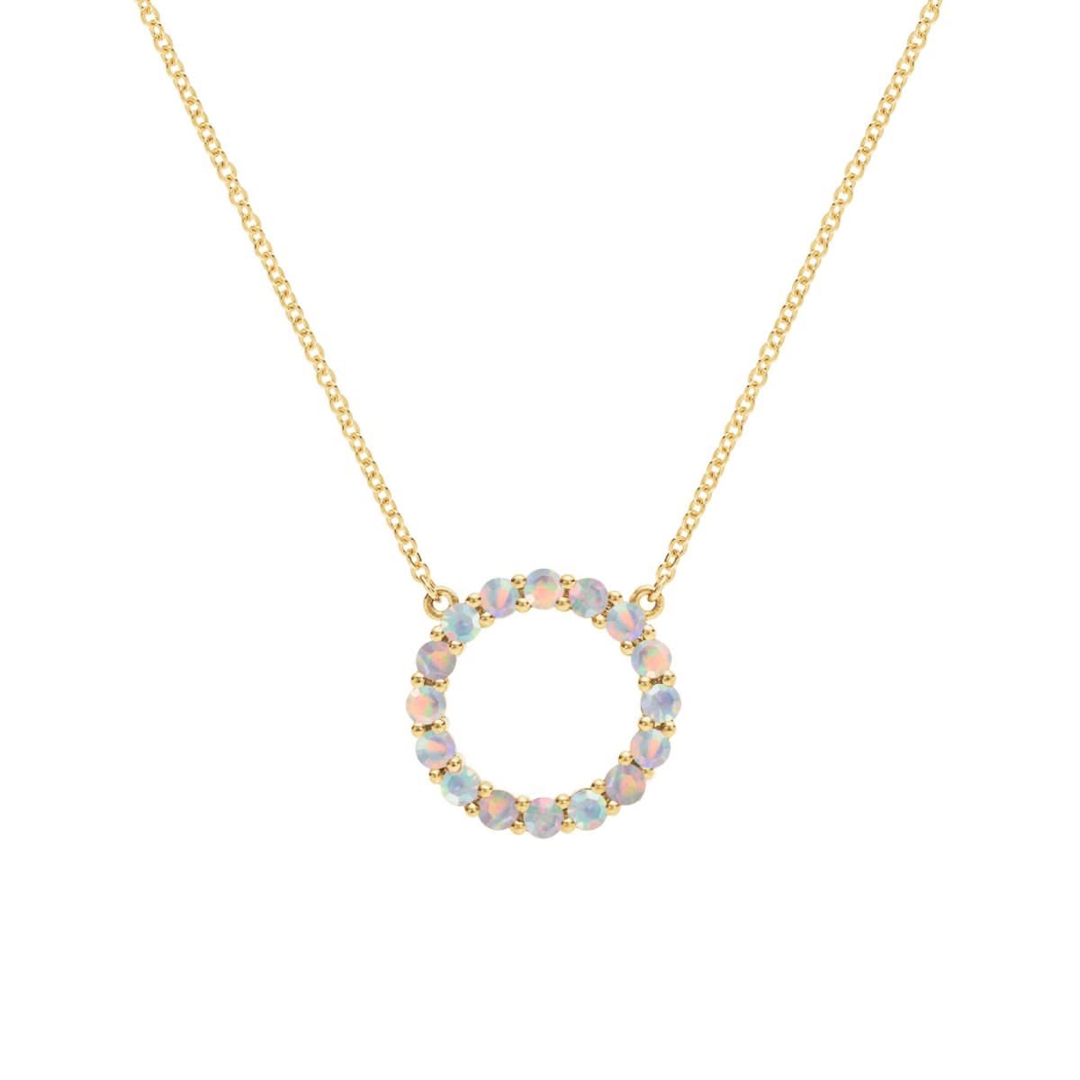 Rosecliff Circle Opal Necklace in 14k Gold (October)