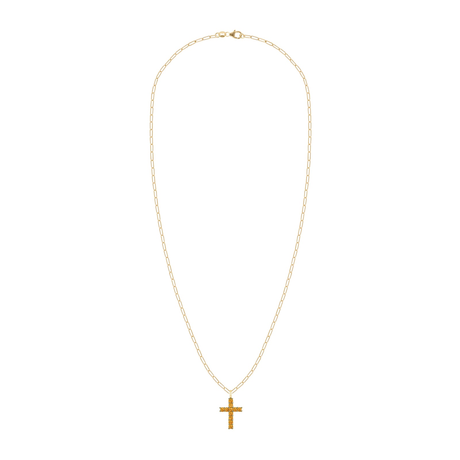 Rosecliff Cross Citrine Pendant in 14k Gold (November)