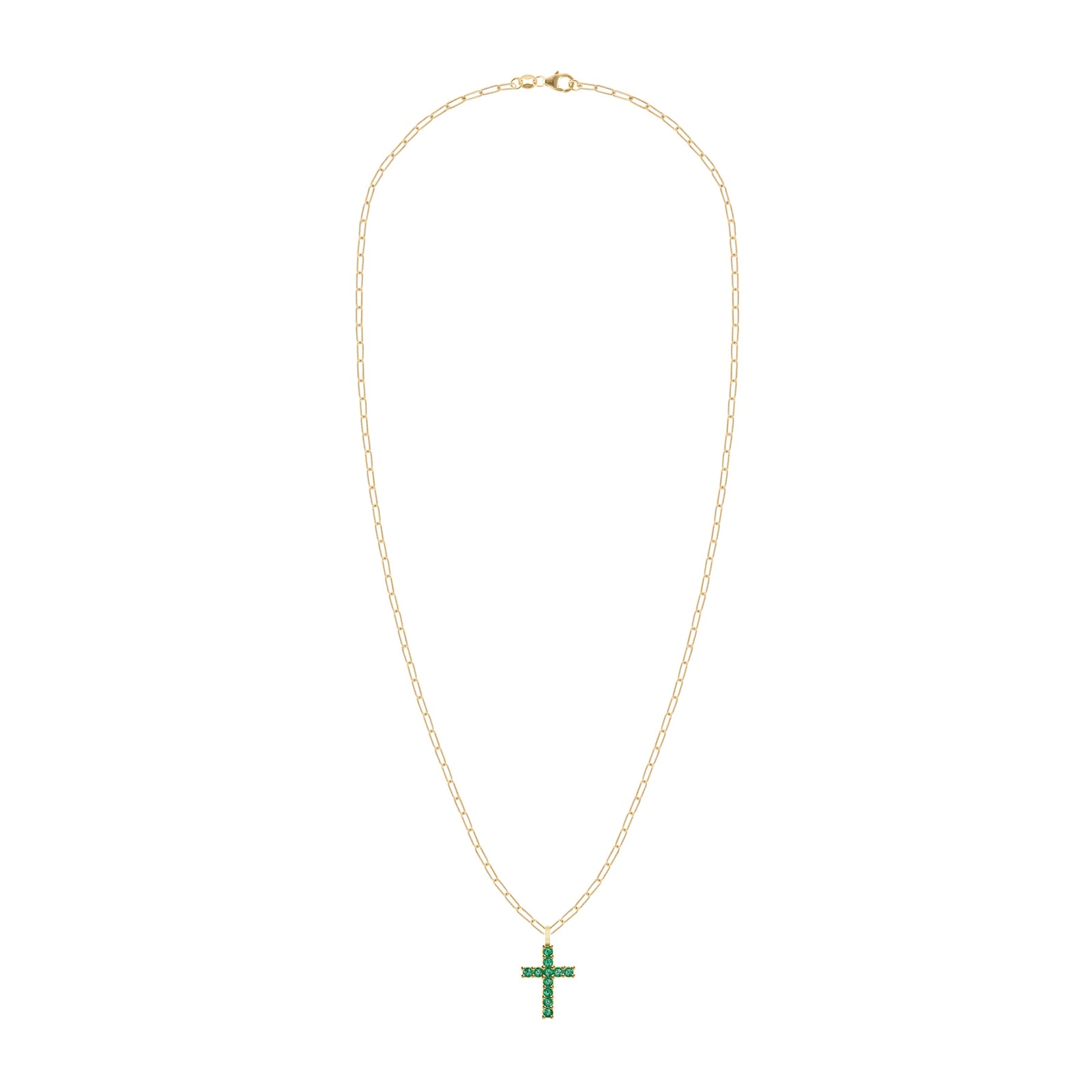Rosecliff Cross Emerald Pendant in 14k Gold (May)