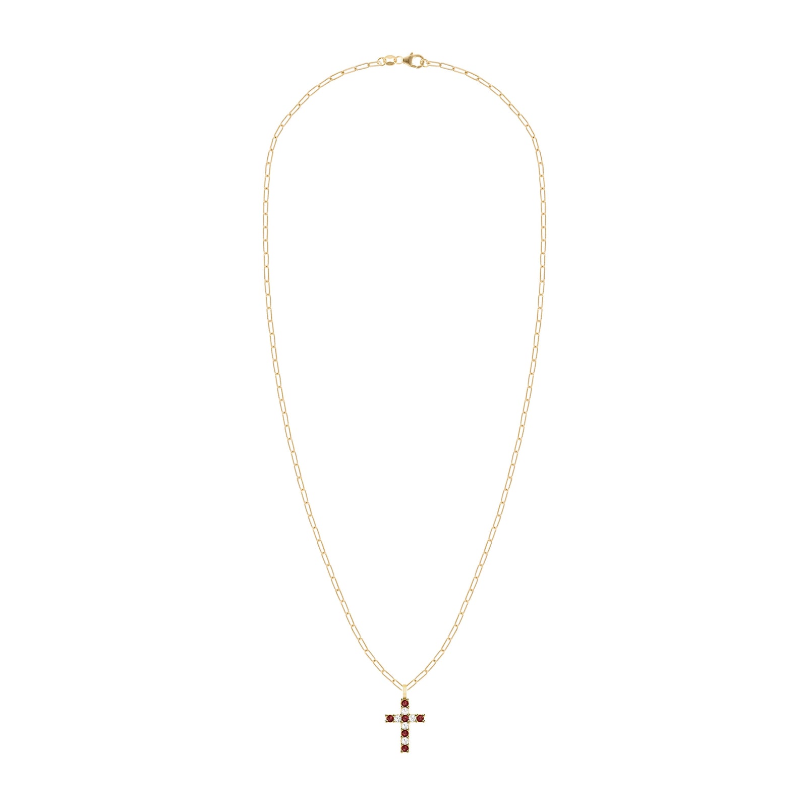 Rosecliff Cross Diamond & Garnet Pendant in 14k Gold (January)