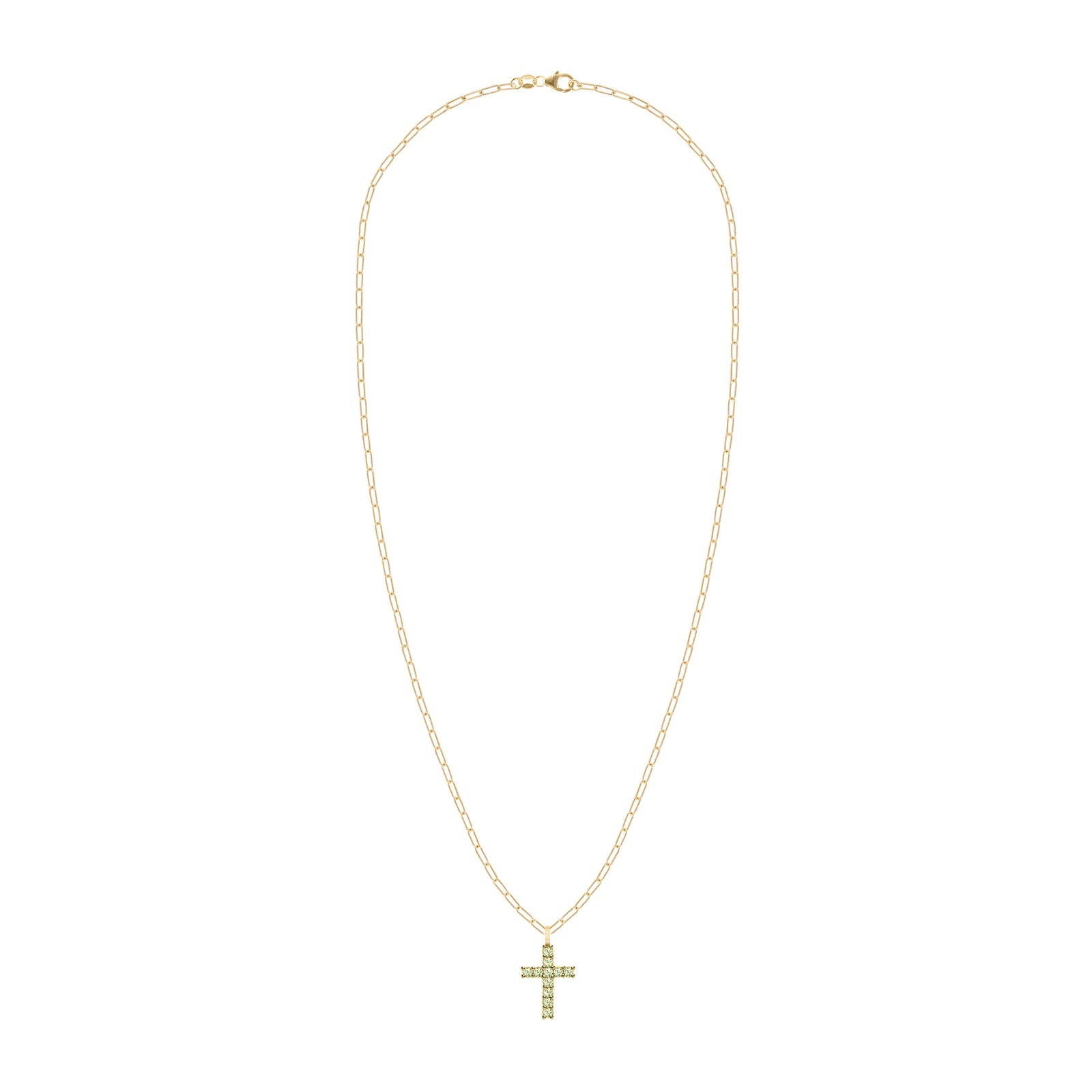 Rosecliff Cross Peridot Pendant in 14k Gold (August)