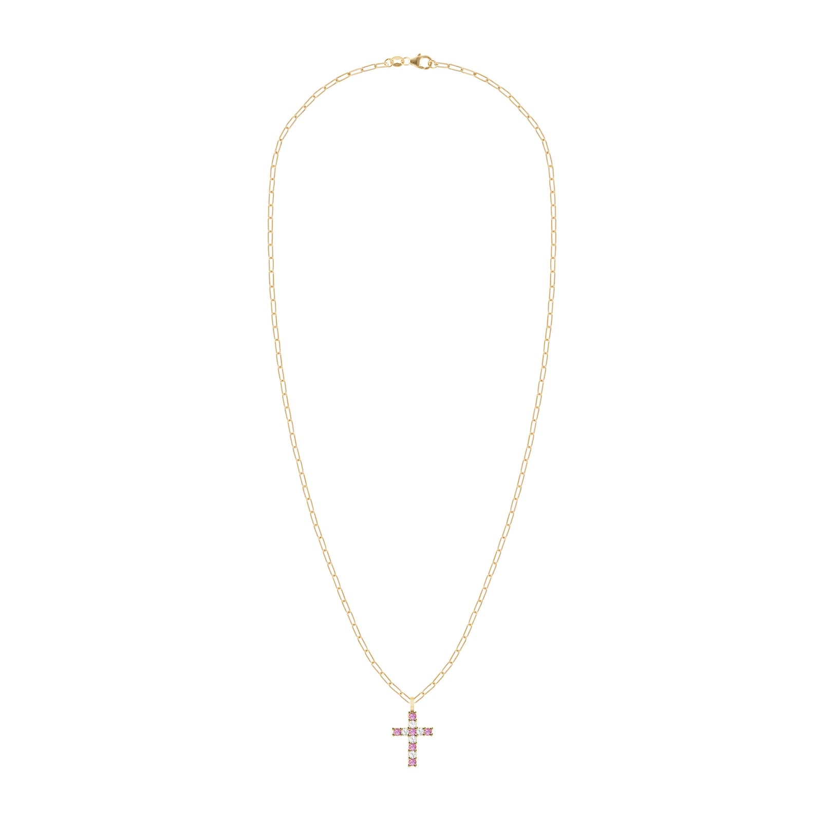 Rosecliff Cross Diamond & Sapphire Pendant in 14k Gold (September)