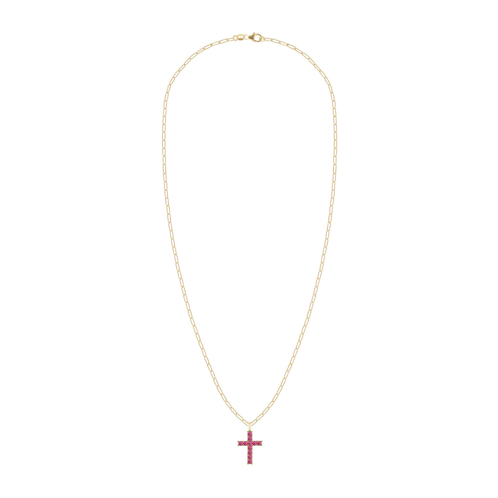 Rosecliff Cross Ruby Pendant in 14k Gold (July)