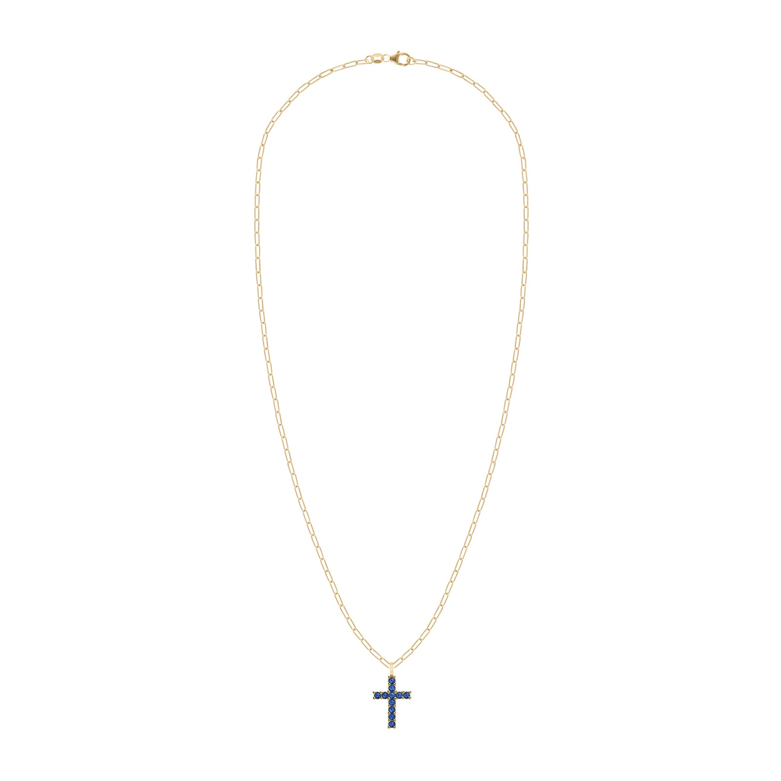Rosecliff Cross Sapphire Pendant in 14k Gold (September)