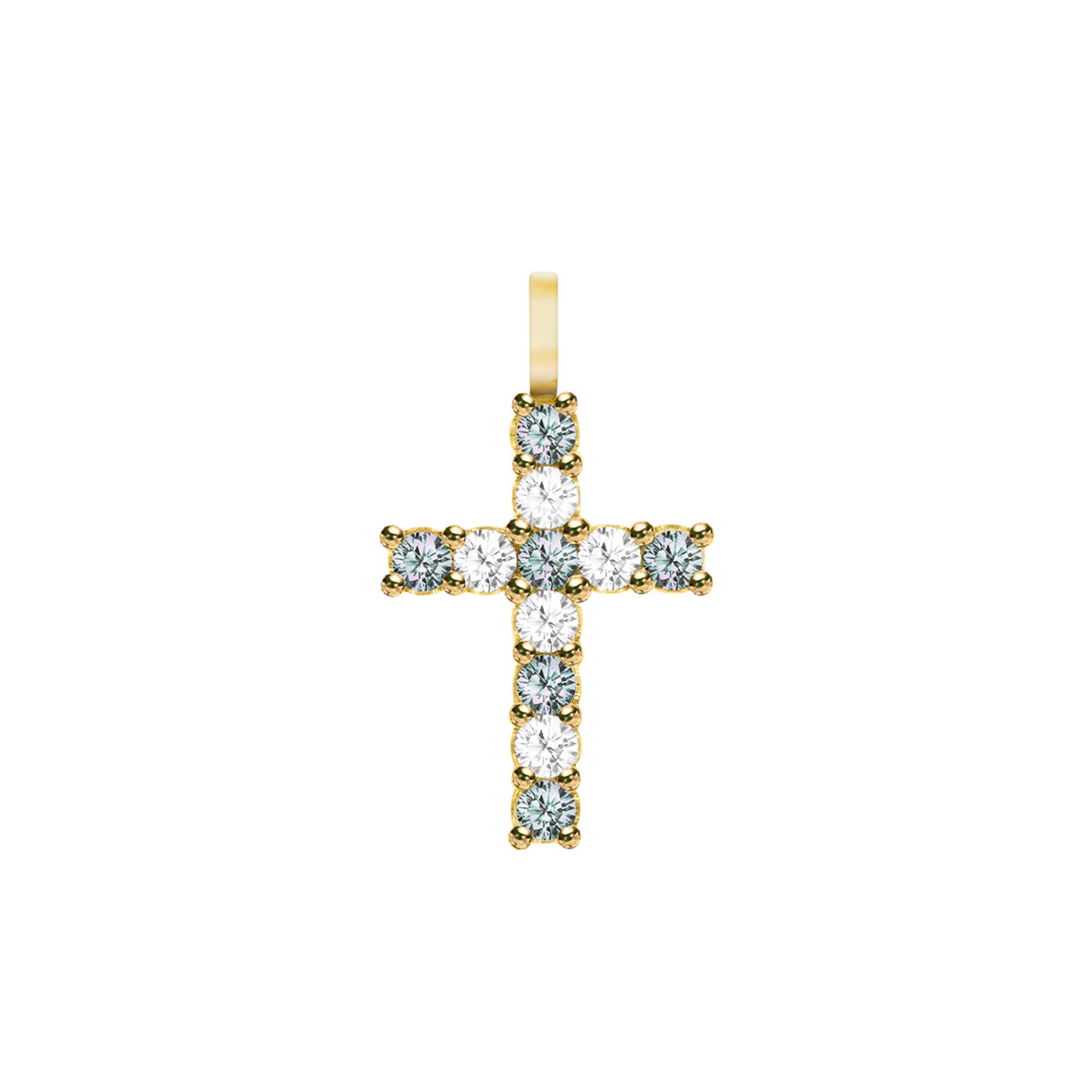 Rosecliff Cross Diamond & Alexandrite Pendant in 14k Gold (June)