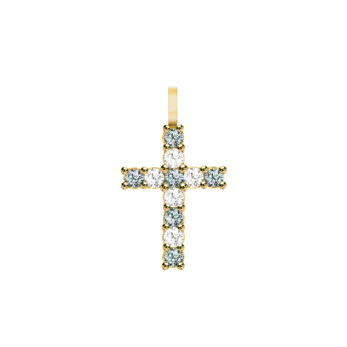 Rosecliff Cross Diamond & Alexandrite Pendant in 14k Gold (June)