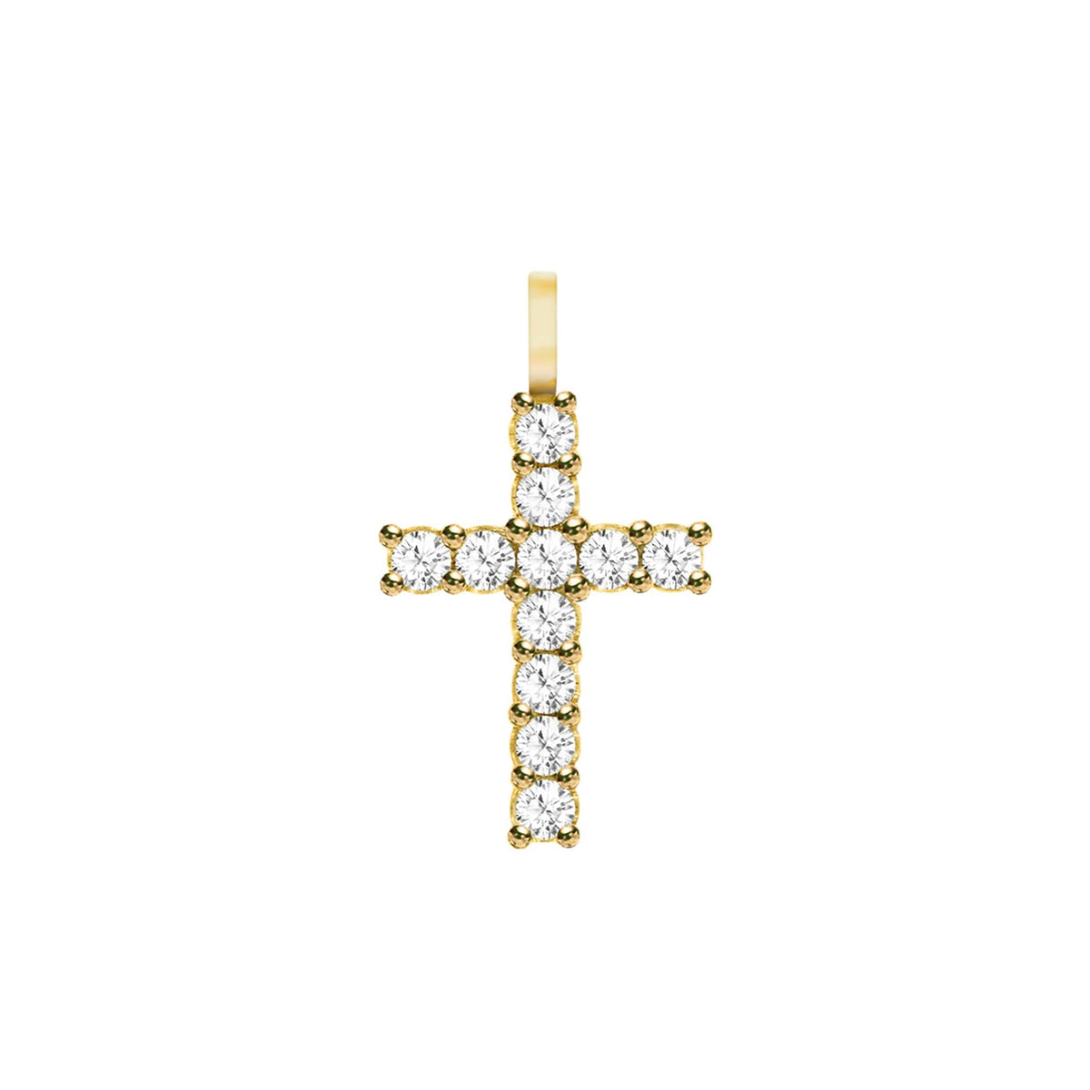 Rosecliff Cross White Topaz Pendant in 14k Gold (April)