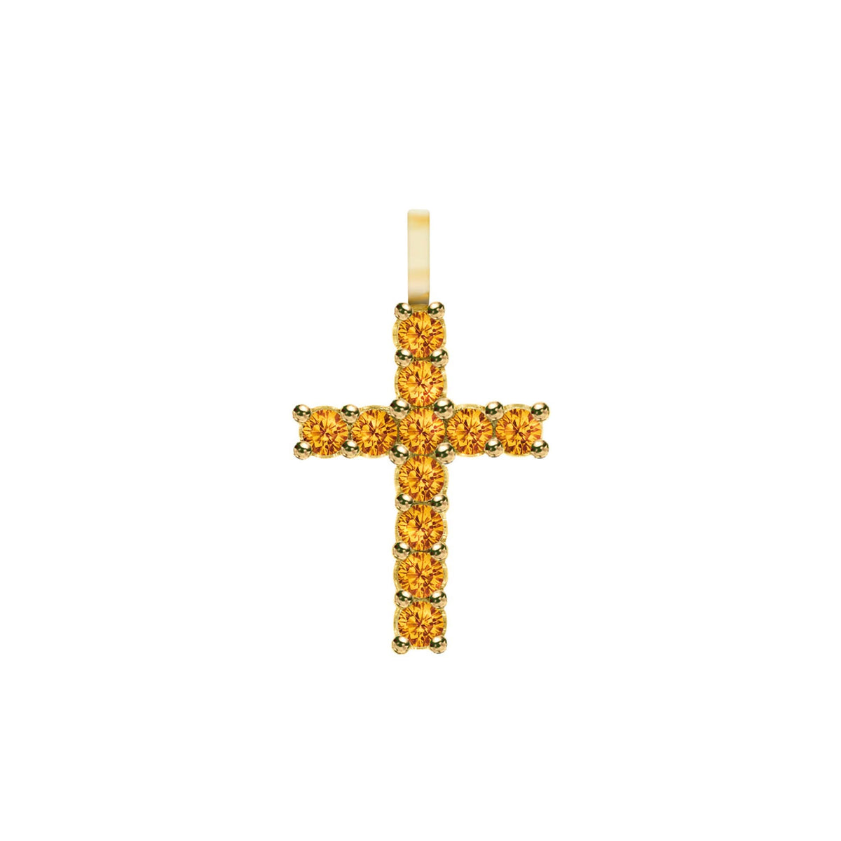 Rosecliff Cross Citrine Pendant in 14k Gold (November)
