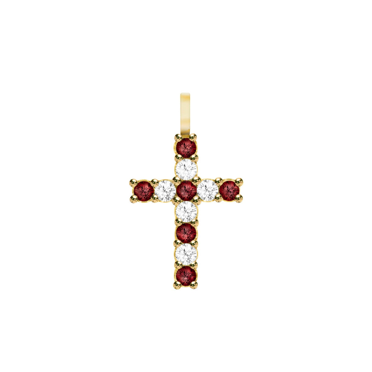 Rosecliff Cross Diamond & Garnet Pendant in 14k Gold (January)
