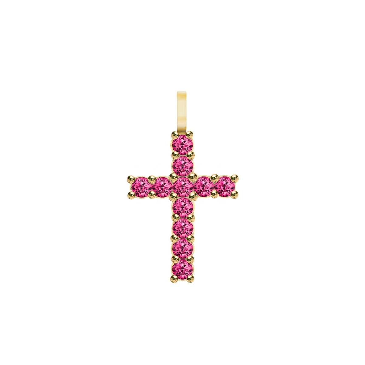 Rosecliff Cross Ruby Pendant in 14k Gold (July)