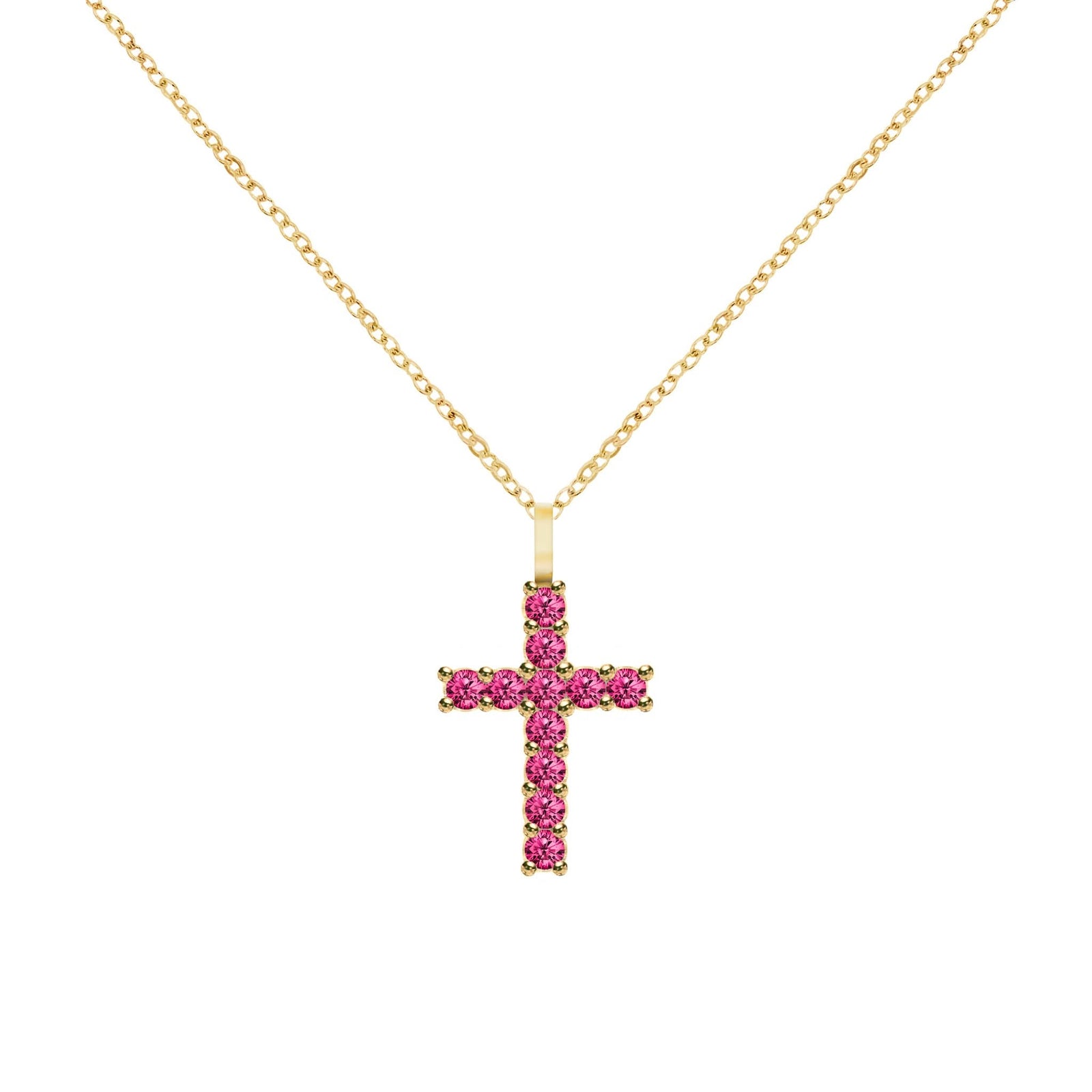 Rosecliff Cross Ruby Pendant in 14k Gold (July)