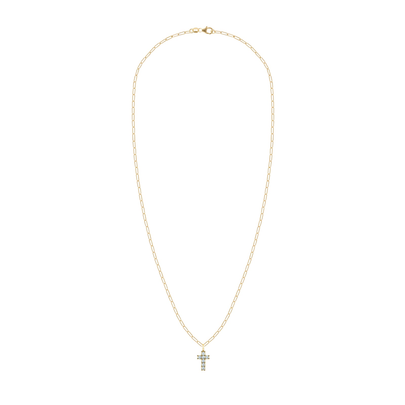Rosecliff Small Cross Aquamarine Pendant in 14k Gold (March)