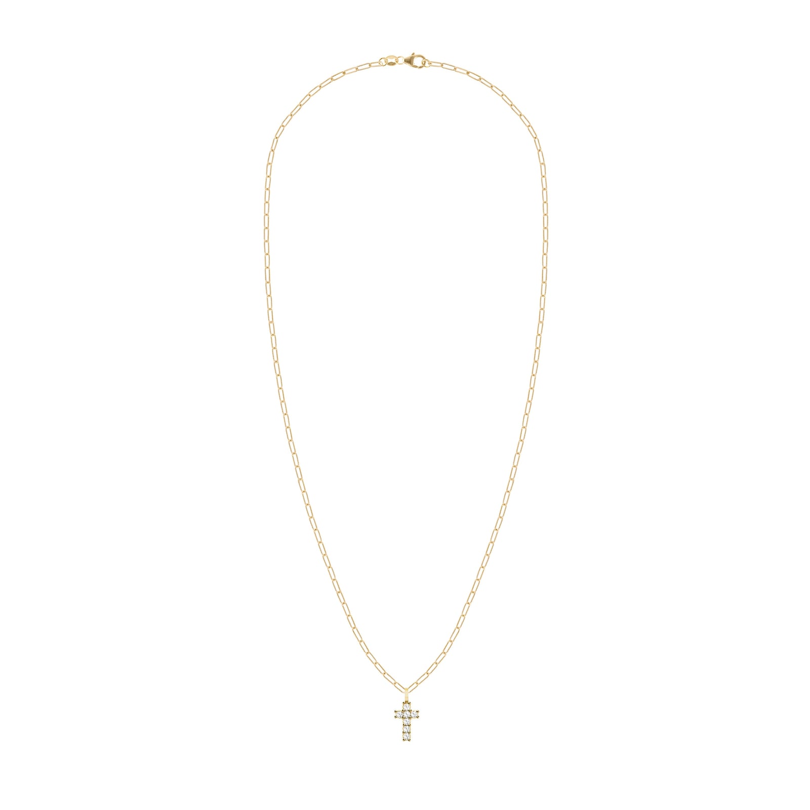 Rosecliff Small Cross White Topaz Pendant in 14k Gold (April)