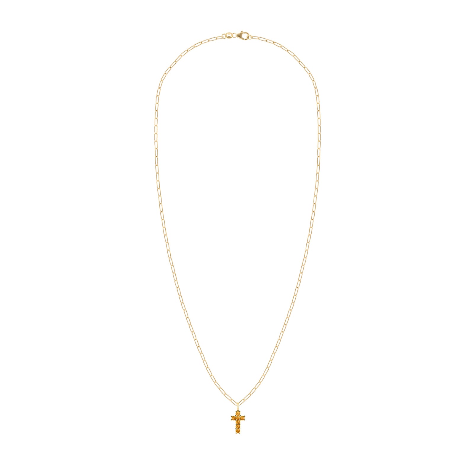 Rosecliff Small Cross Citrine Pendant in 14k Gold (November)