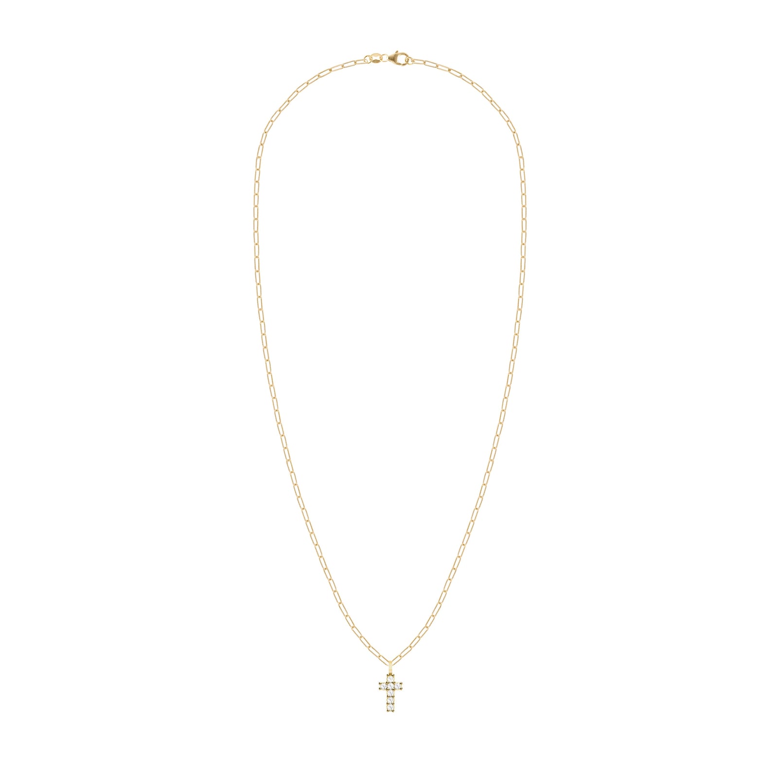 Rosecliff Small Cross Diamond Pendant in 14k Gold (April)