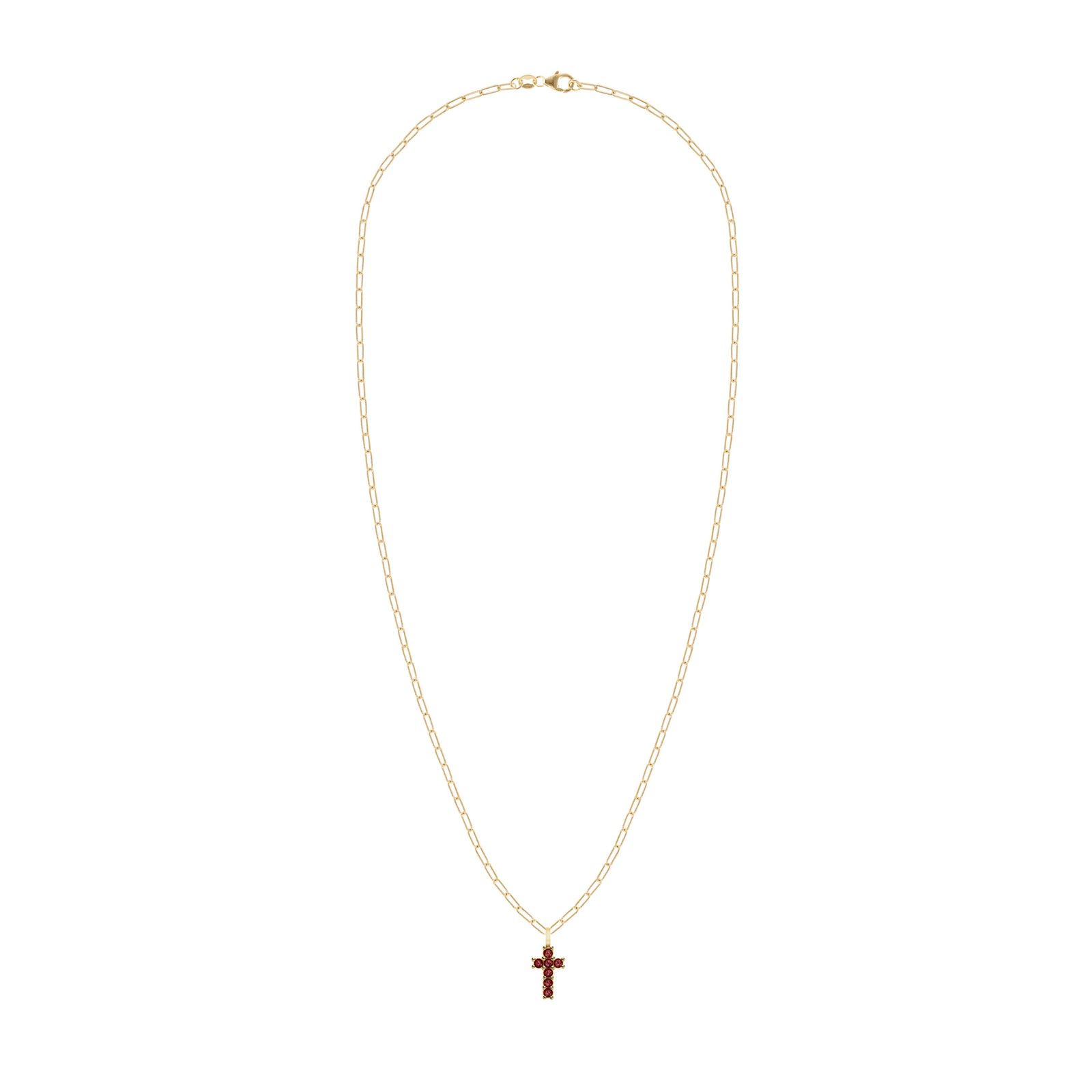 Rosecliff Small Cross Garnet Pendant in 14k Gold (January)