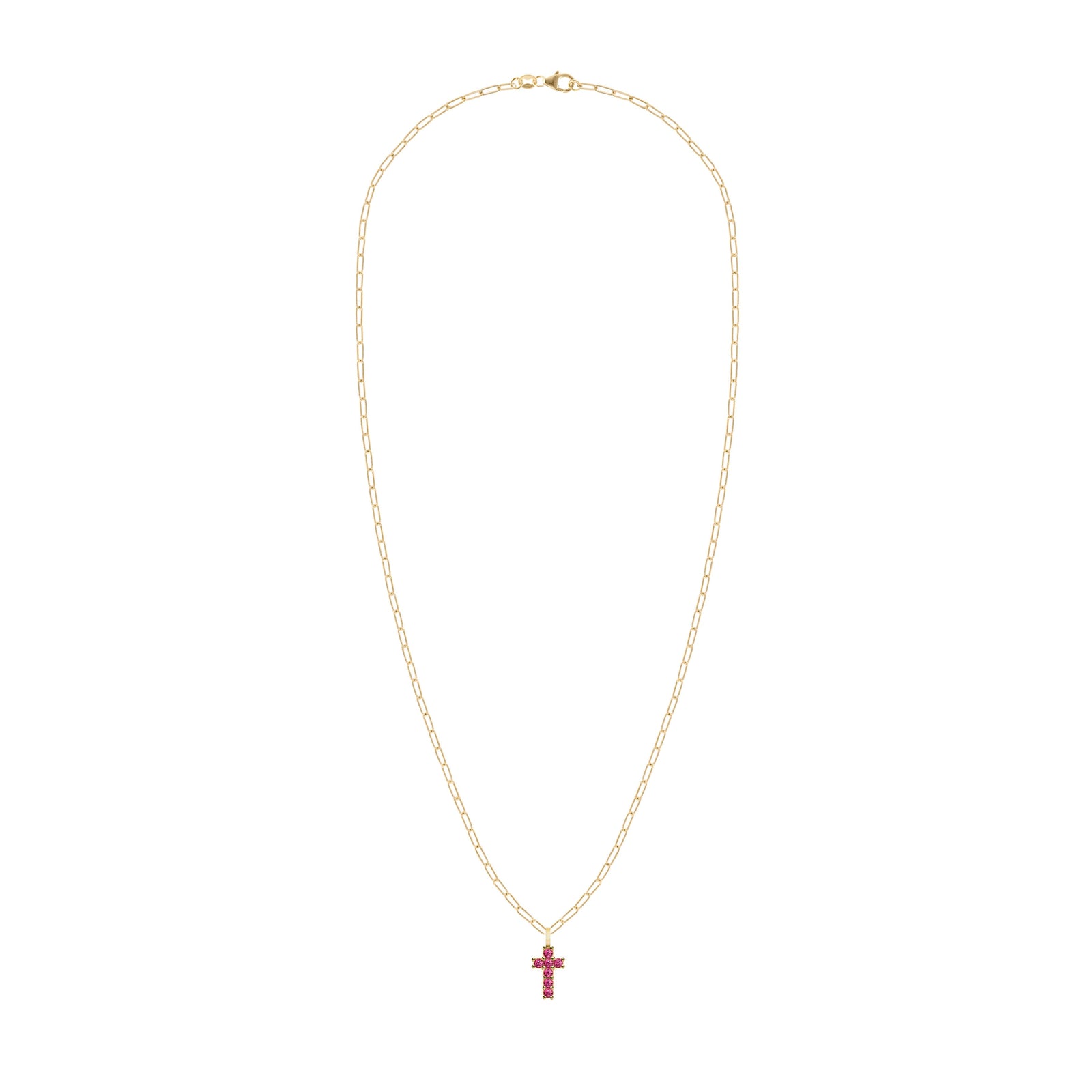 Rosecliff Small Cross Ruby Pendant in 14k Gold (July)