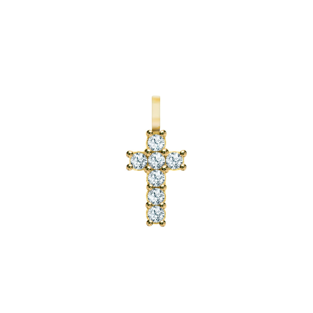 Rosecliff Small Cross Aquamarine Pendant in 14k Gold (March)