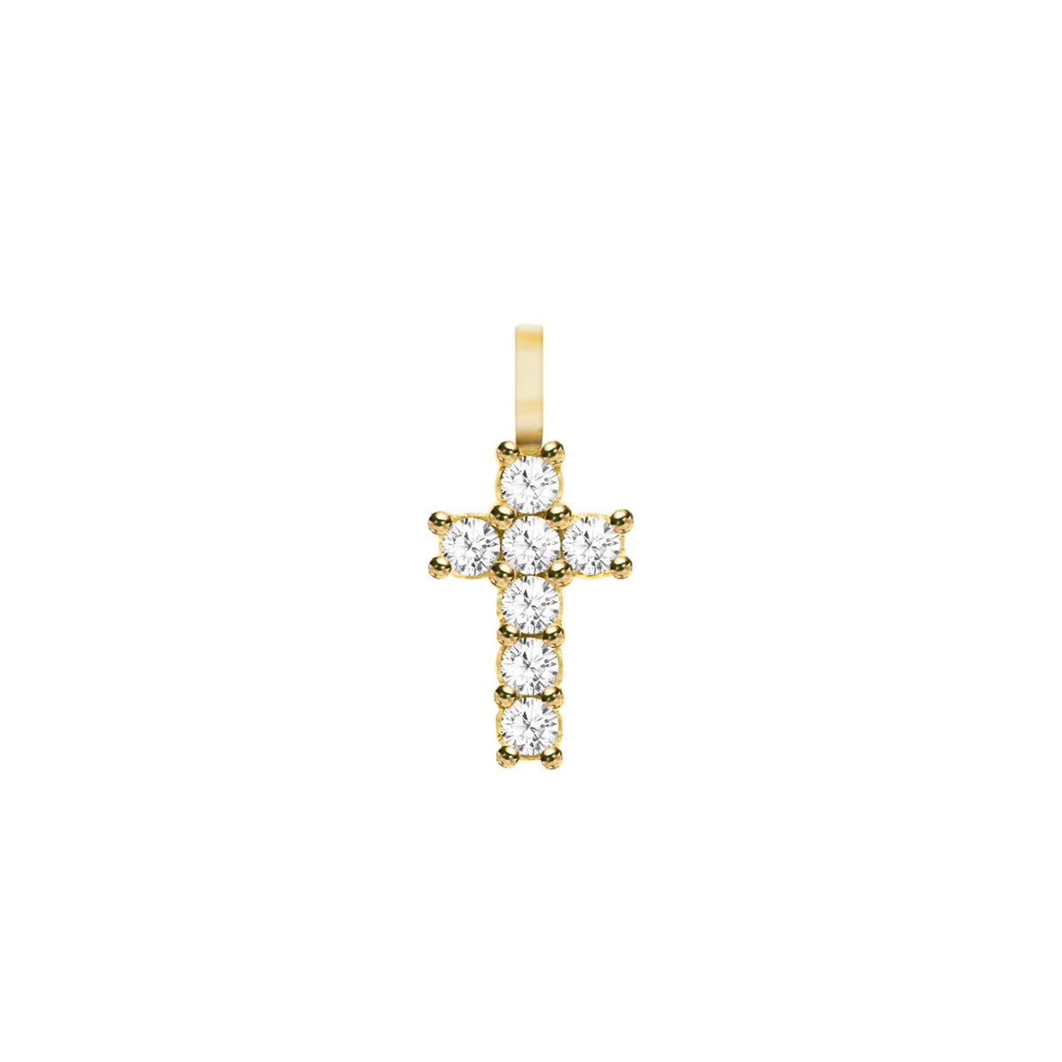 Rosecliff Small Cross White Topaz Pendant in 14k Gold (April)