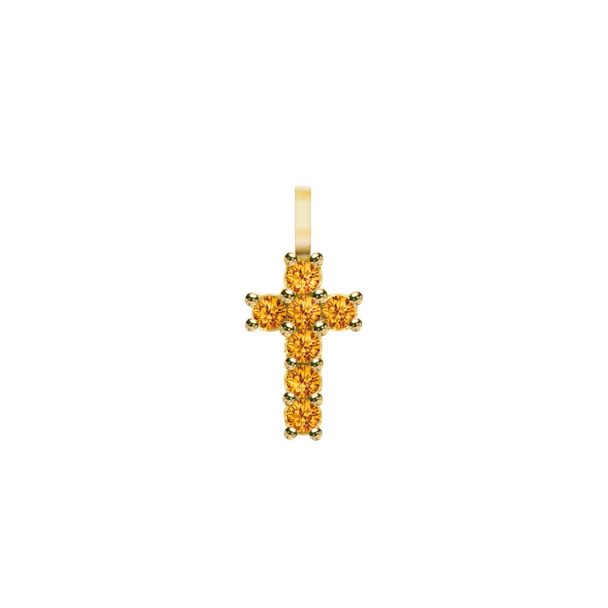 Rosecliff Small Cross Citrine Pendant in 14k Gold (November)