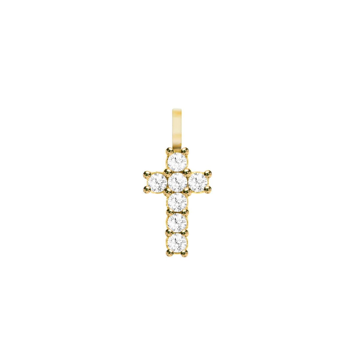 Rosecliff Small Cross Diamond Pendant in 14k Gold (April)