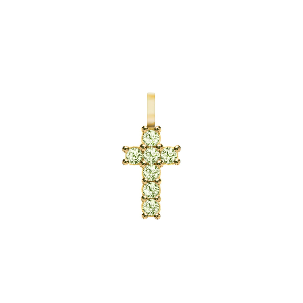 Rosecliff Small Cross Peridot Pendant in 14k Gold (August)