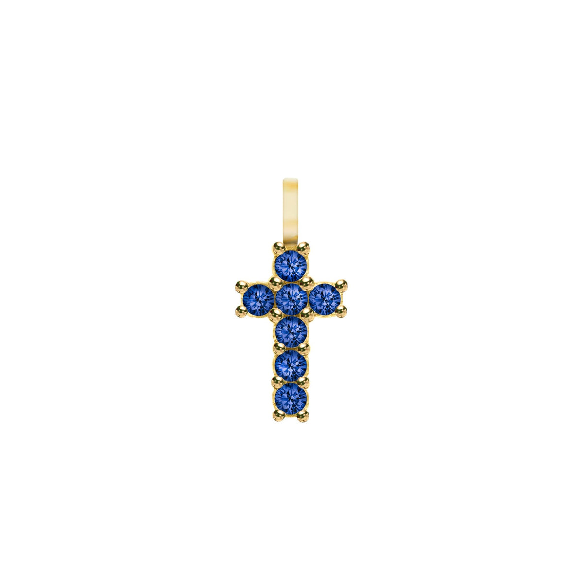 Rosecliff Small Cross Sapphire Pendant in 14k Gold (September)