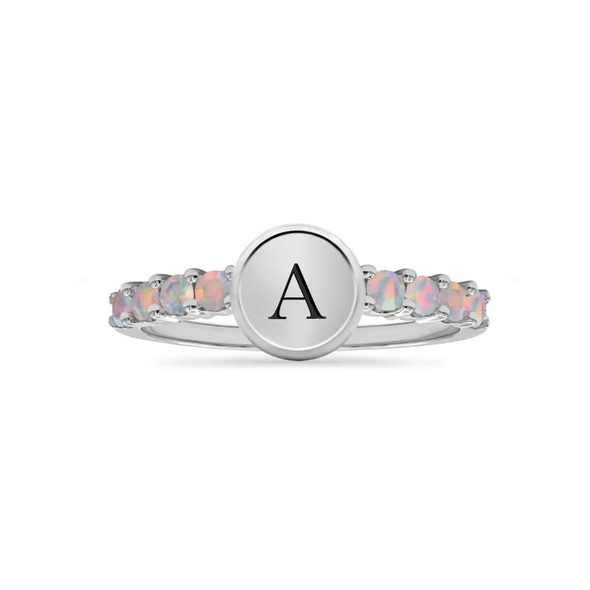 Rosecliff Letter Opal Ring in 14k Gold (October)