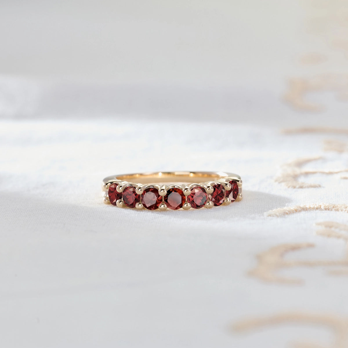 Rosecliff Luxe Garnet Stackable Ring in 14k Gold (January)