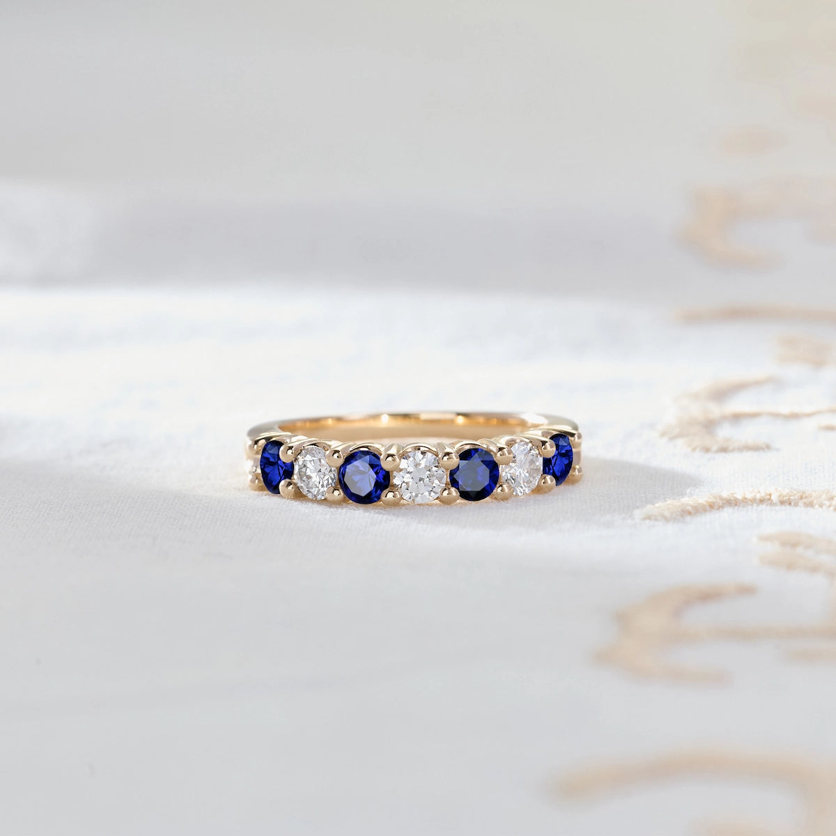 Rosecliff Luxe Diamond & Sapphire Stackable Ring in 14k Gold (September)