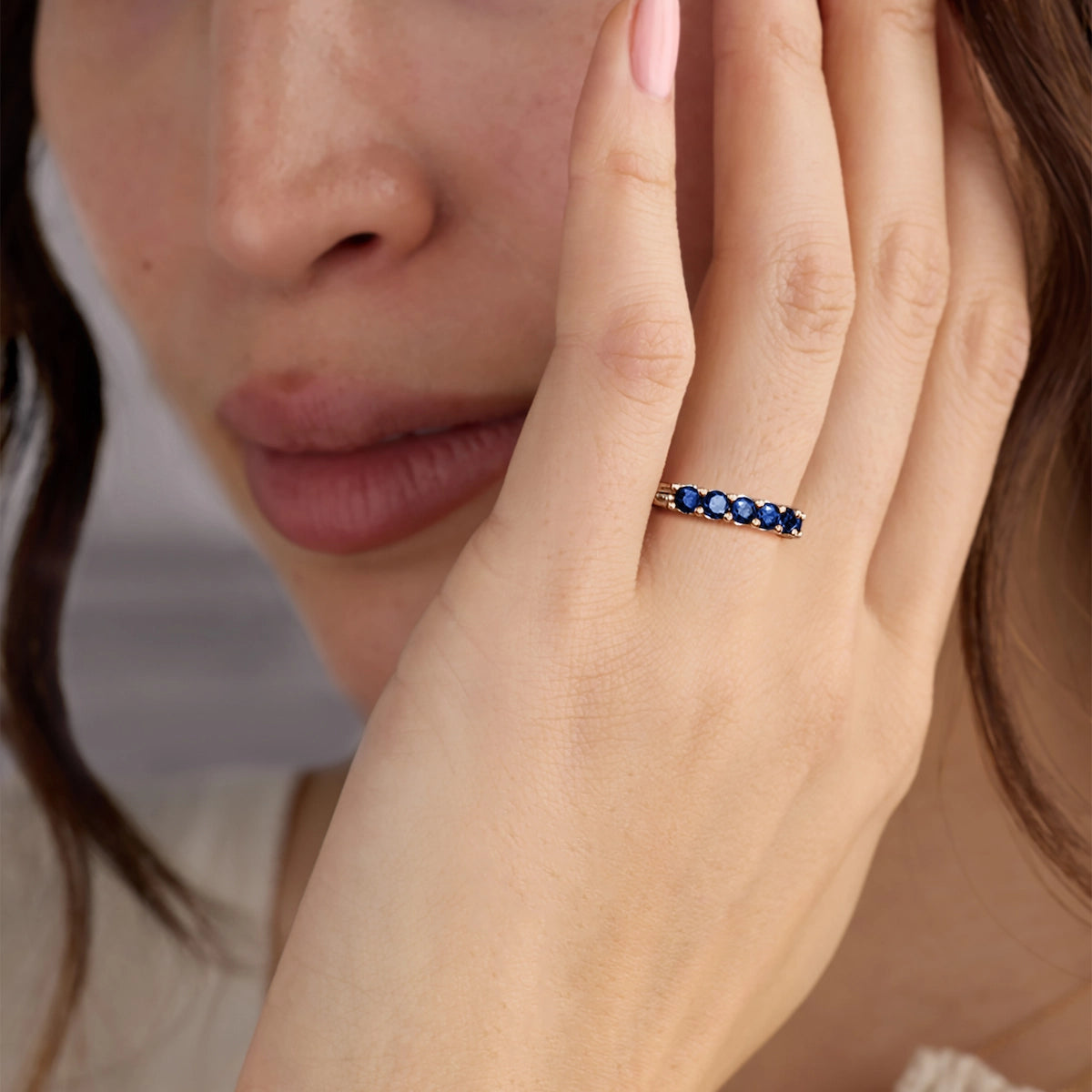 Rosecliff Luxe Sapphire Stackable Ring in 14k Gold (September)