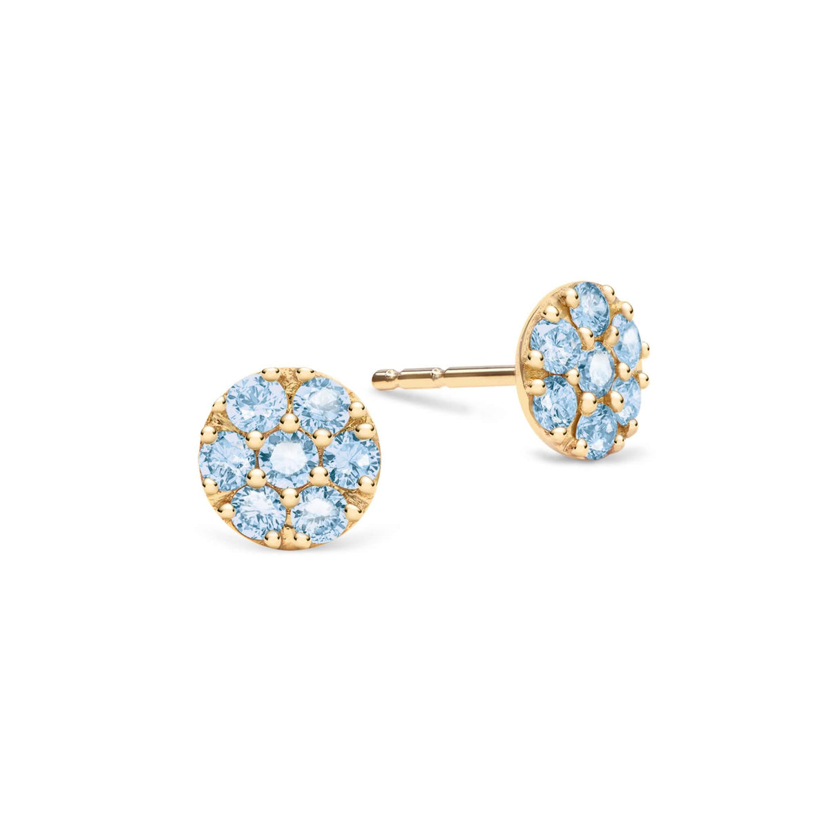 Rosecliff Nantucket Blue Topaz Mini Stud Earrings in Solid 14k Gold (December)