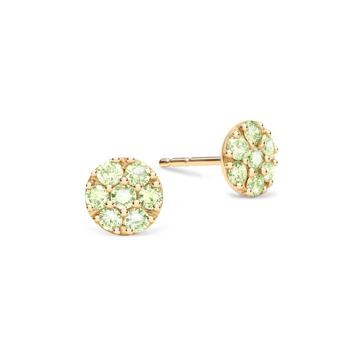 Rosecliff Peridot Mini Stud Earrings in Solid 14k Gold (August)