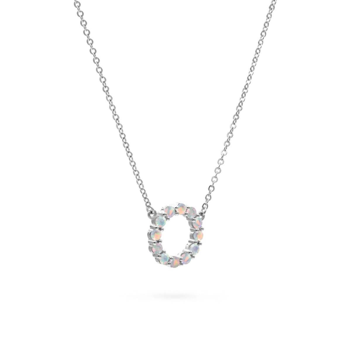 Rosecliff Small Circle Opal Necklace in 14k Gold (October)